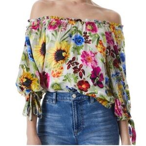 Alice Olivia ALTA PEASANT Top Blouse Floral